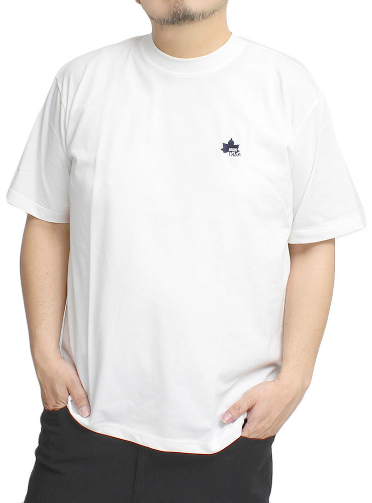 【新品】 4L ホワイト LOGOS PARK(ロゴス パーク) 半袖 Tシャツ メンズ 大きいサイズ ワンポイント 刺繍 プリント クルーネック カットソー_画像1