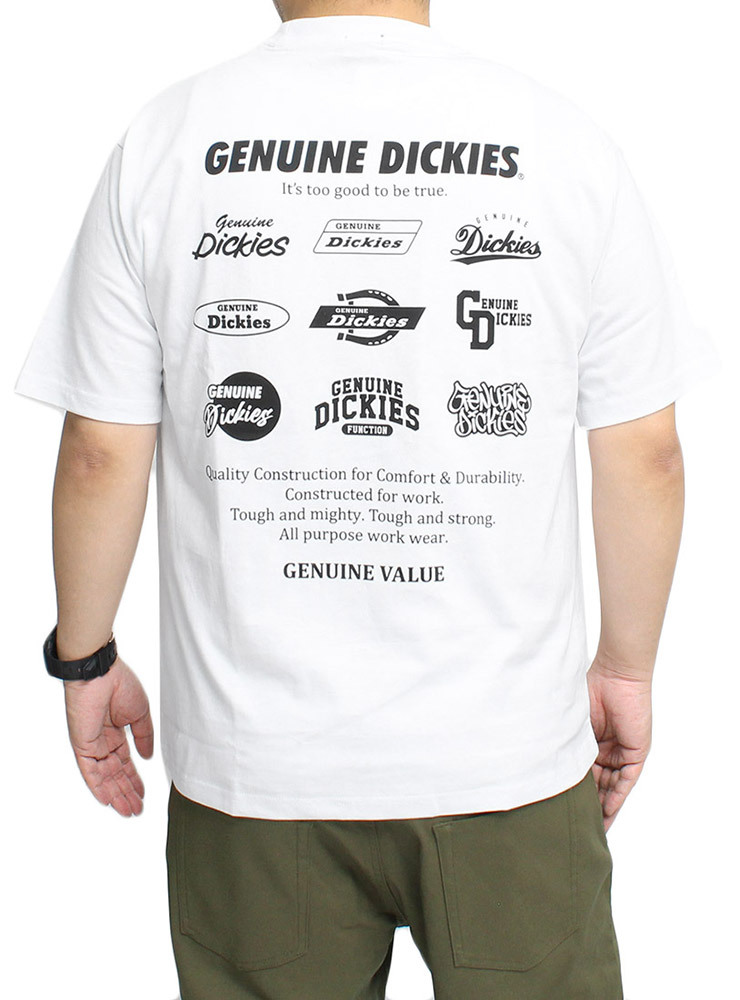 【新品】 3L ホワイト [GENUINE Dickies] 半袖 Tシャツ メンズ 大きいサイズ ロゴ バック プリント クルーネック カットソー_画像1