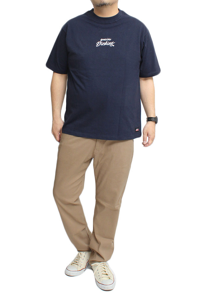 【新品】 4L ネイビー [GENUINE Dickies] 半袖 Tシャツ メンズ 大きいサイズ ロゴ バック プリント クルーネック カットソー_画像3