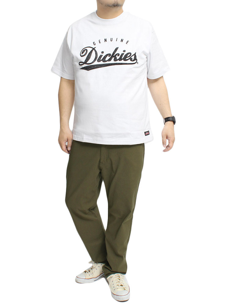 【新品】 3L ホワイト [GENUINE Dickies] 半袖 Tシャツ メンズ 大きいサイズ ロゴ 刺繍 プリント クルーネック カットソー_画像2