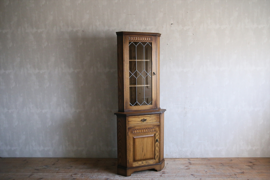  Britain antique * wooden display cabinet / glass shelves / cupboard / bookcase / display shelf / kitchen storage / shelf / store furniture / England Vintage furniture 