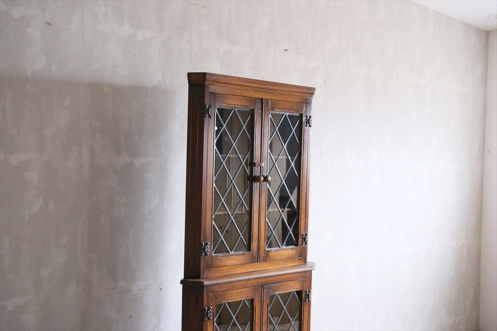  Britain antique * wooden display cabinet / glass shelves / cupboard / bookcase / display shelf / kitchen storage / shelf / store furniture / England Vintage furniture 