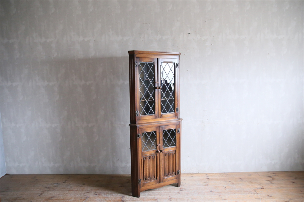  Britain antique * wooden display cabinet / glass shelves / cupboard / bookcase / display shelf / kitchen storage / shelf / store furniture / England Vintage furniture 
