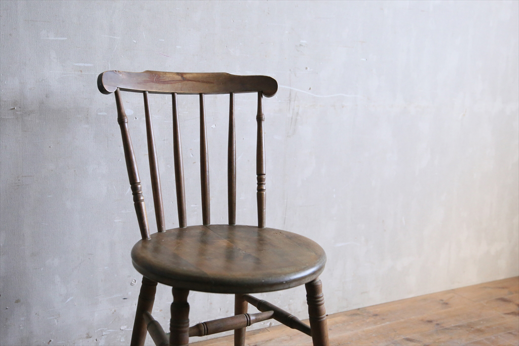  Британия античный * старый дерево кухня стул c/ из дерева обеденный стул / модный стул /pe колено полка витрины / магазин инвентарь / дисплей шт. / Англия Vintage мебель 