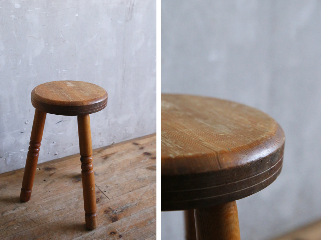  Britain antique * wooden stool a/ circle chair chair / chair / step‐ladder / small of the back ../ stand for flower vase / stylish display shelf / store furniture / display pcs / England Vintage furniture 