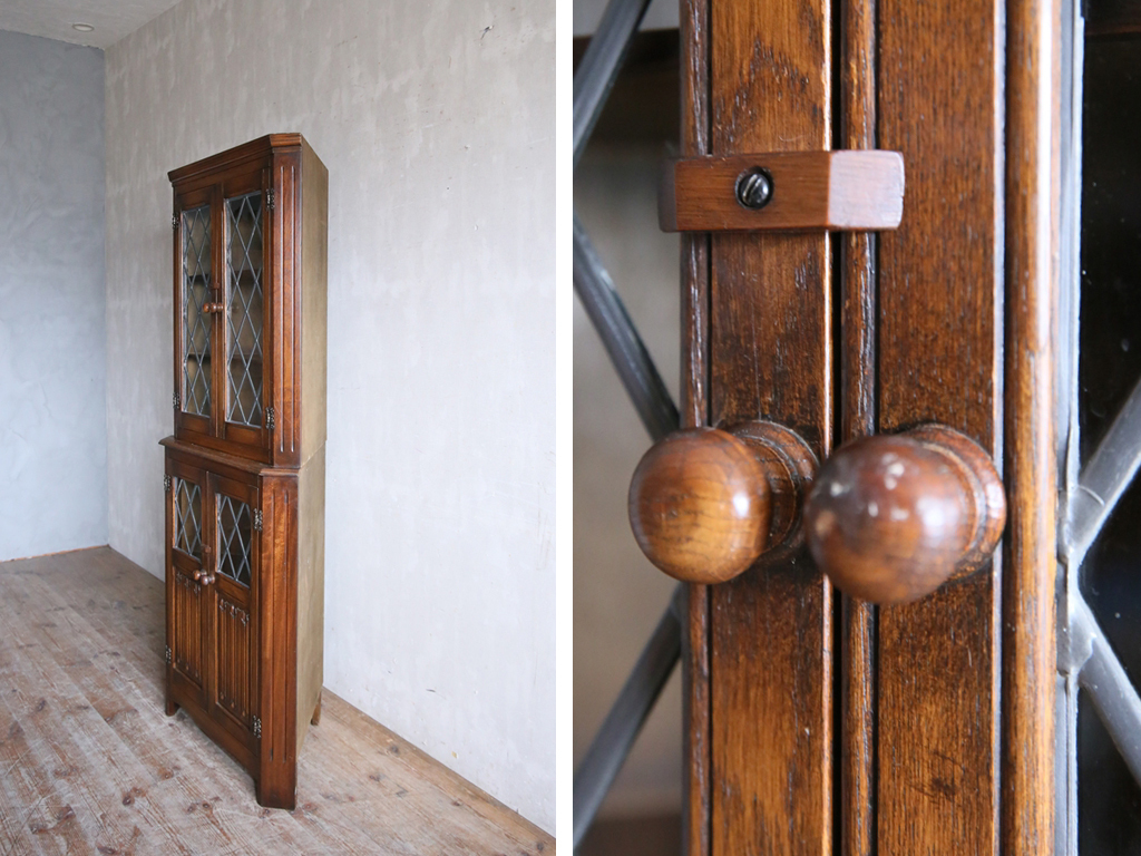  Britain antique * wooden display cabinet / glass shelves / cupboard / bookcase / display shelf / kitchen storage / shelf / store furniture / England Vintage furniture 