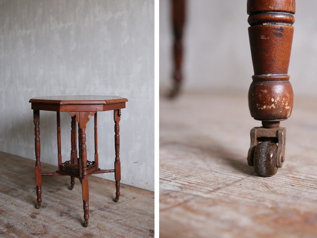  Britain antique * old tree ok tagonaru table / star anise shape desk / wooden o cage .naru/ display shelf / stand for flower vase / store furniture / display pcs / England Vintage furniture 