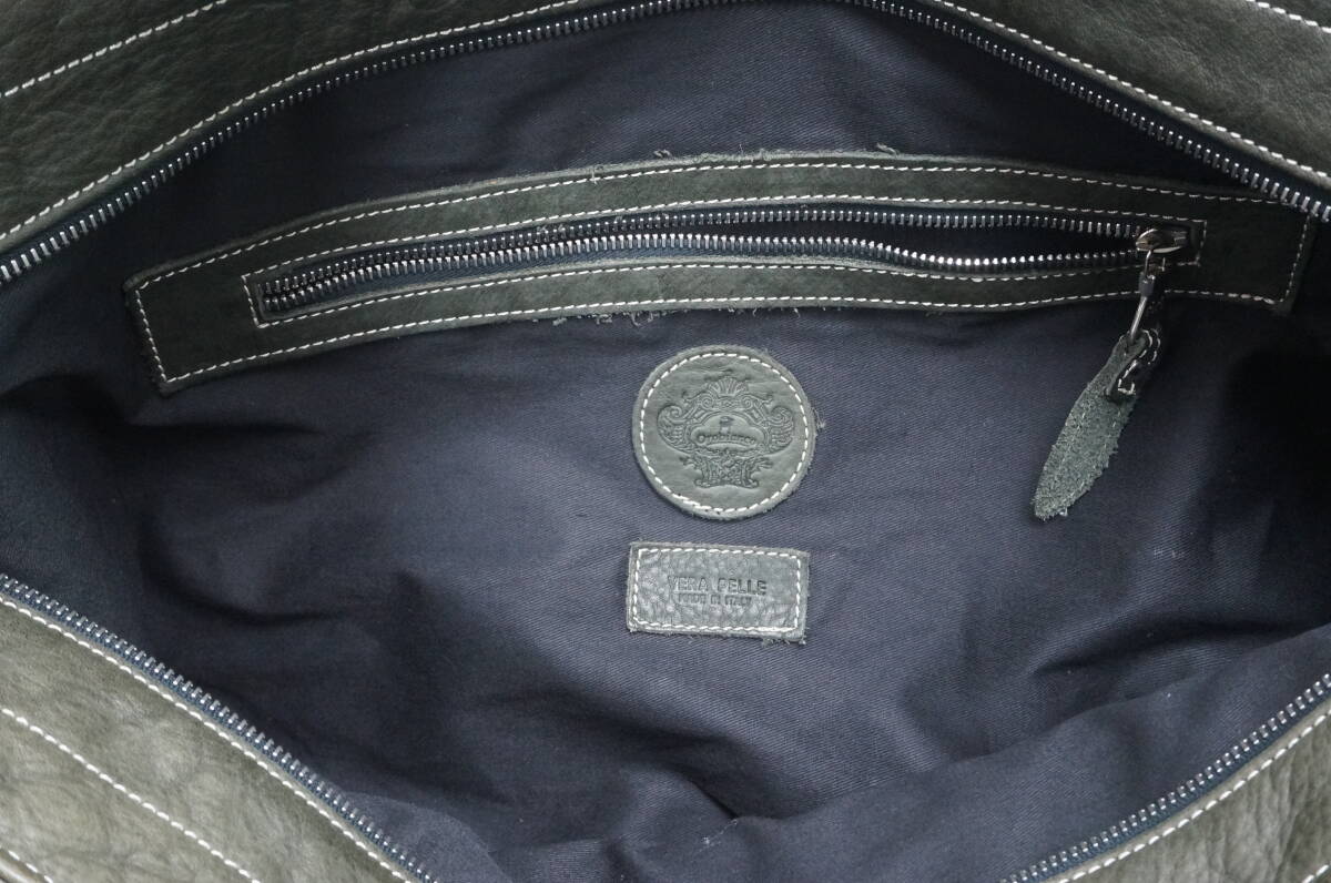  used Orobianco Orobianco VERA PELLE Italy original leather tote bag Boston bag green group unisex 