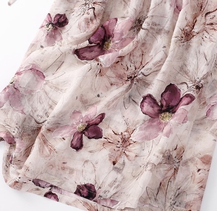 ロングスカート大人 上品 花柄プリント綿麻ワンピース レディース ワンピース 50代 60代 ファッション 薄手 夏のお出かけに L サイズ選択可の画像8