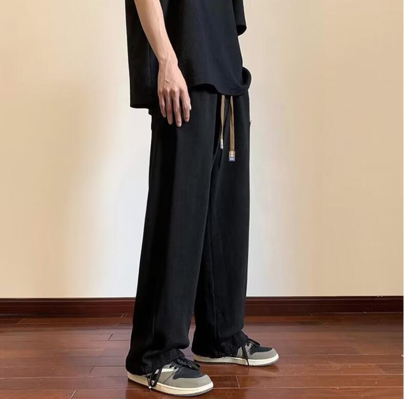 新作 メンズ パンツ ズボン 大きいサイズ ウエストゴム 無地 春秋 薄手 ゆったり カジュアル メンズファッション 2色S-4XL_画像3