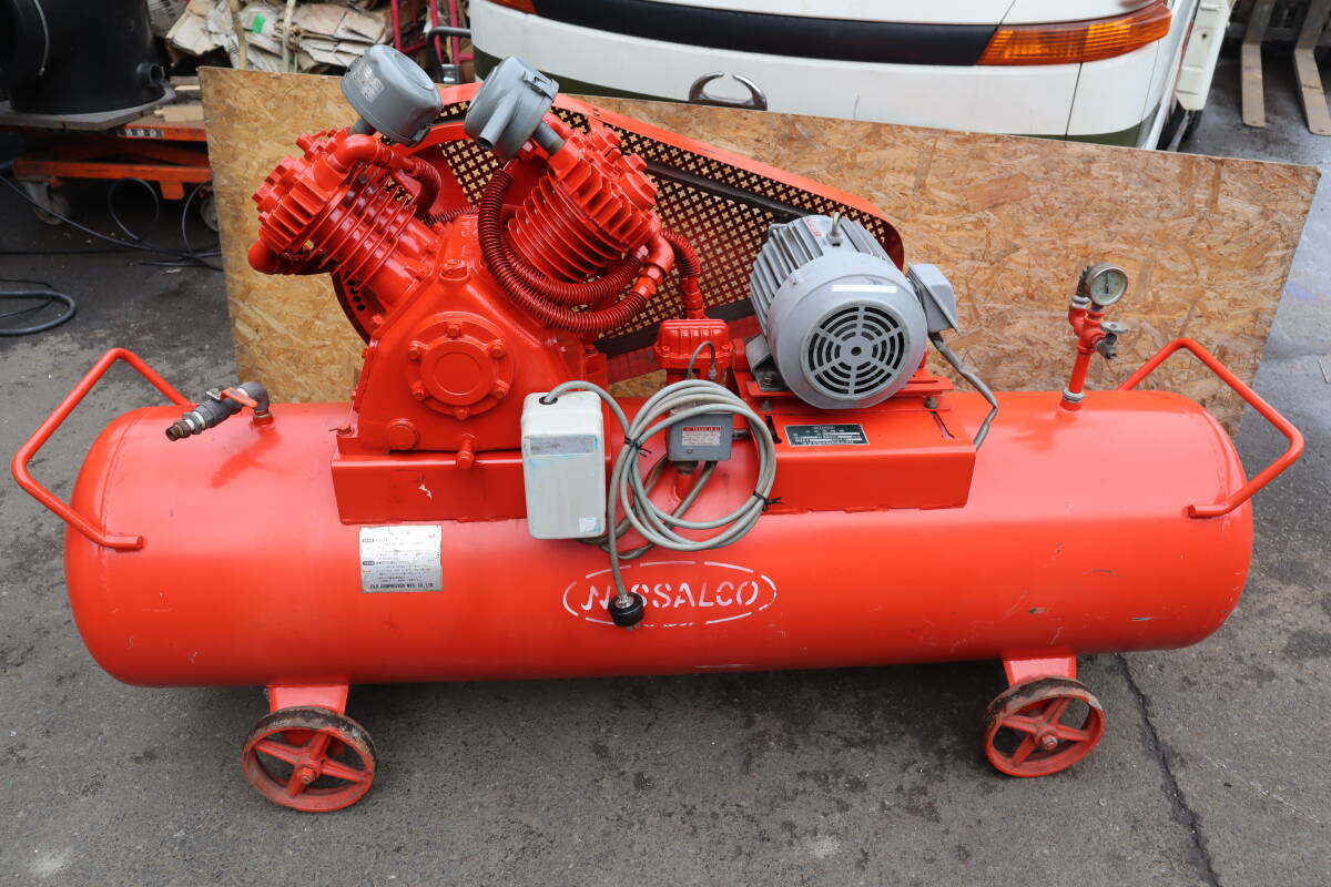 富士　NISSALCO　エアーコンプレッサー　OW-35　3.7ｋW（5馬力）　三相200V 　タンク260L　動作確認済　即決価格