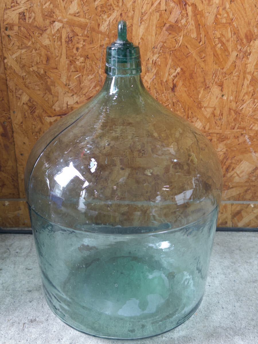 昭和レトロ アンティーク 気泡入りガラス瓶 デミジョンボトル 花瓶 硝子 高さ49cm 直径35cm_画像1