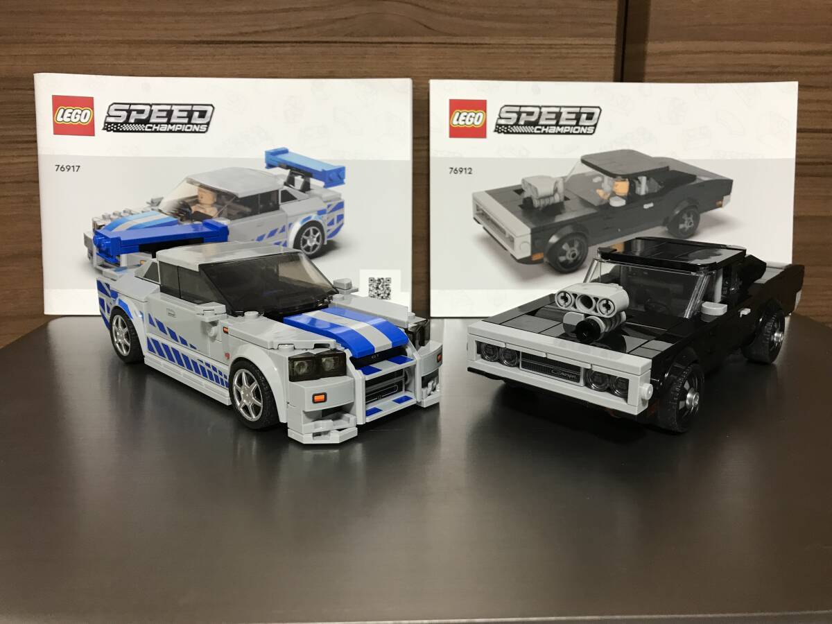 中古 レゴ LEGO スピードチャンピオン ワイルドスピード スカイライン GT-R (R34) 76917 1970 ダッジ チャージャー R/T 76912 2台セットの画像1