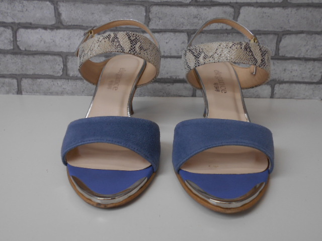 ◆エレガンスヒミコ　elegance卑弥呼　サンダル　24　レザー　ブルー　レディース　婦人靴　美品_画像2