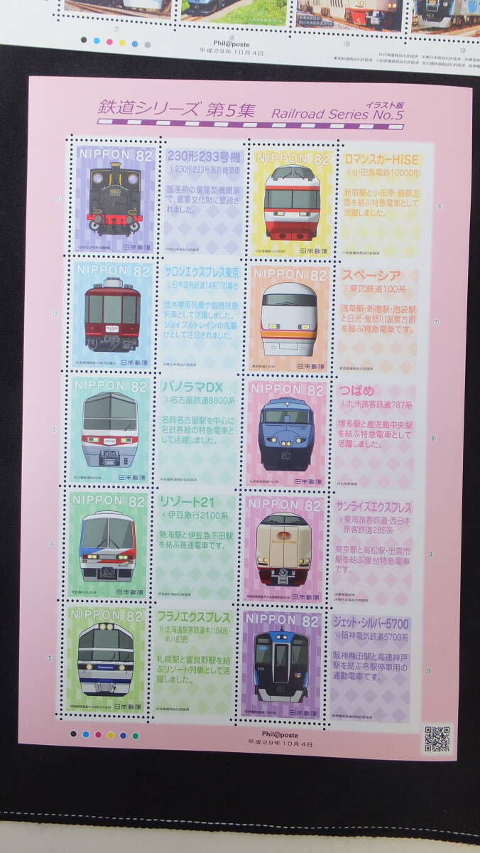 ☆特殊切手　鉄道シリーズ第5集　解説書付き　2017年（平成29年）10月4日発売　14系700番台　8800系　2100系　84形　83形 10000形 日本郵便_画像5