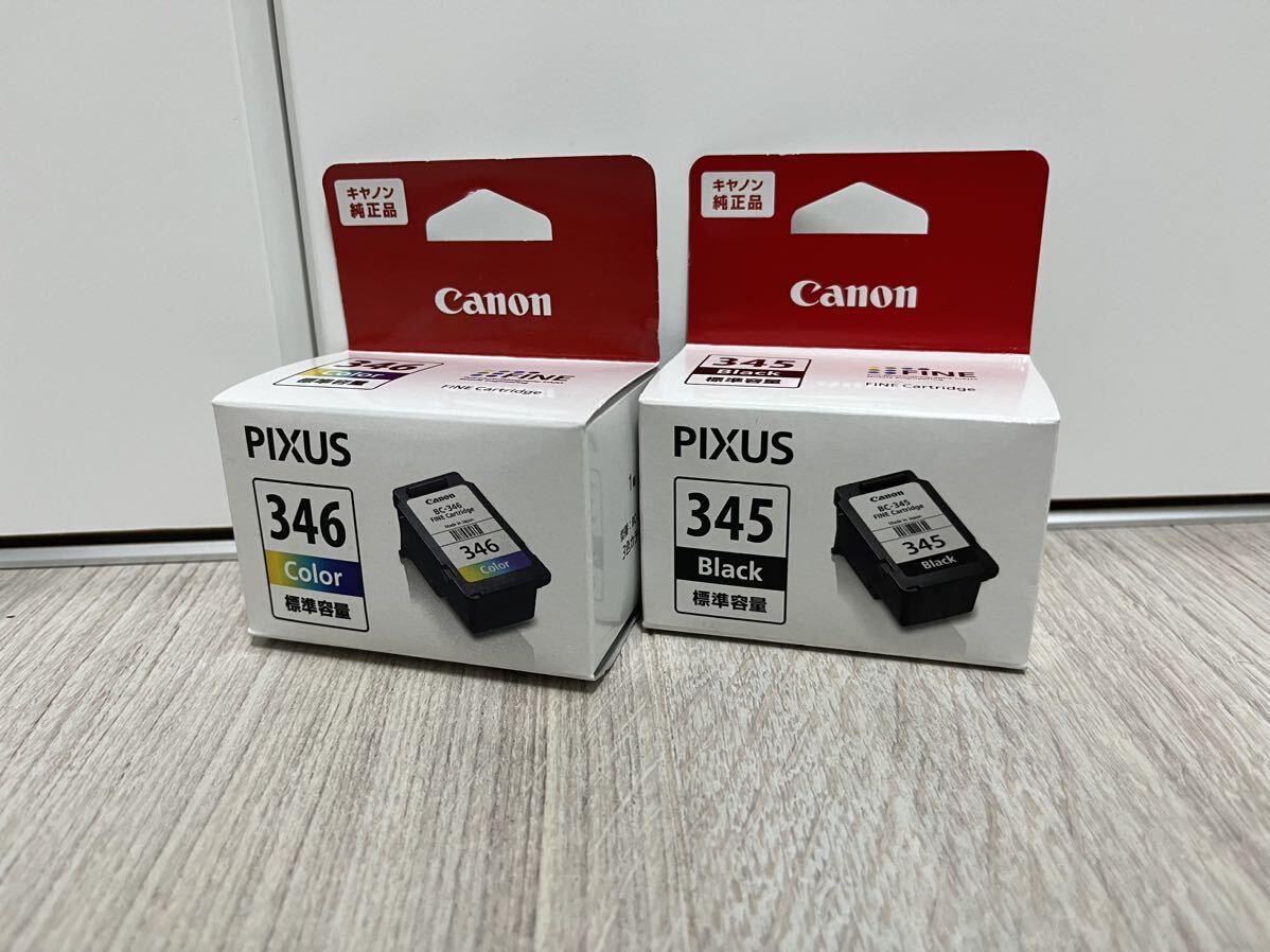 【未使用品】Canon BC-345 BC-346 インクタンク 純正 ※推奨期限切れ 2023.10 標準容量 PIXUS 2個組 3色カラー ブラック FINE_画像1