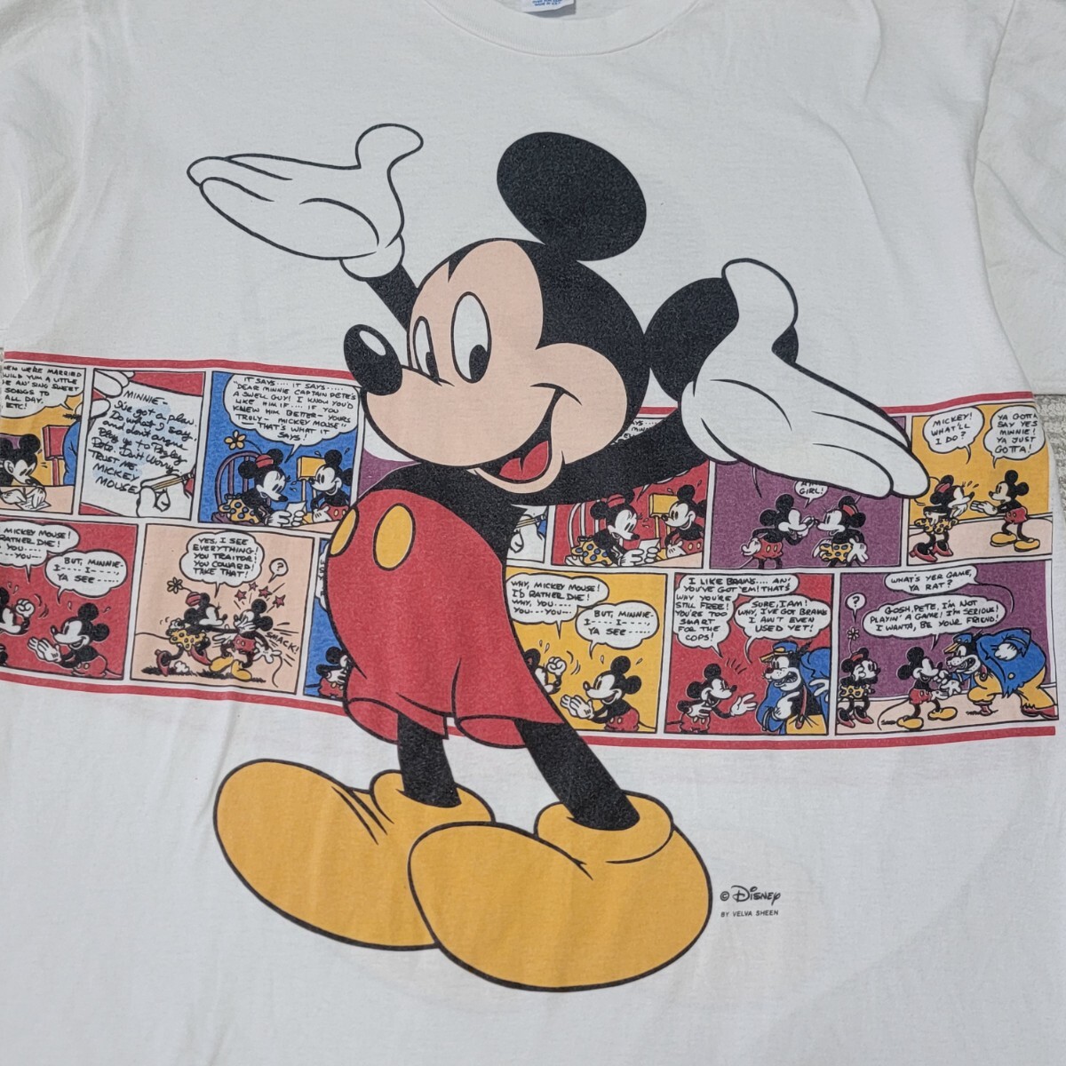 【激レア】90S カラーアメコミ柄 ベルバシーン VELVA SHEEN ミッキーマウス Disney ディズニー Tシャツ 半袖 XL 半袖Tシャツ_画像4