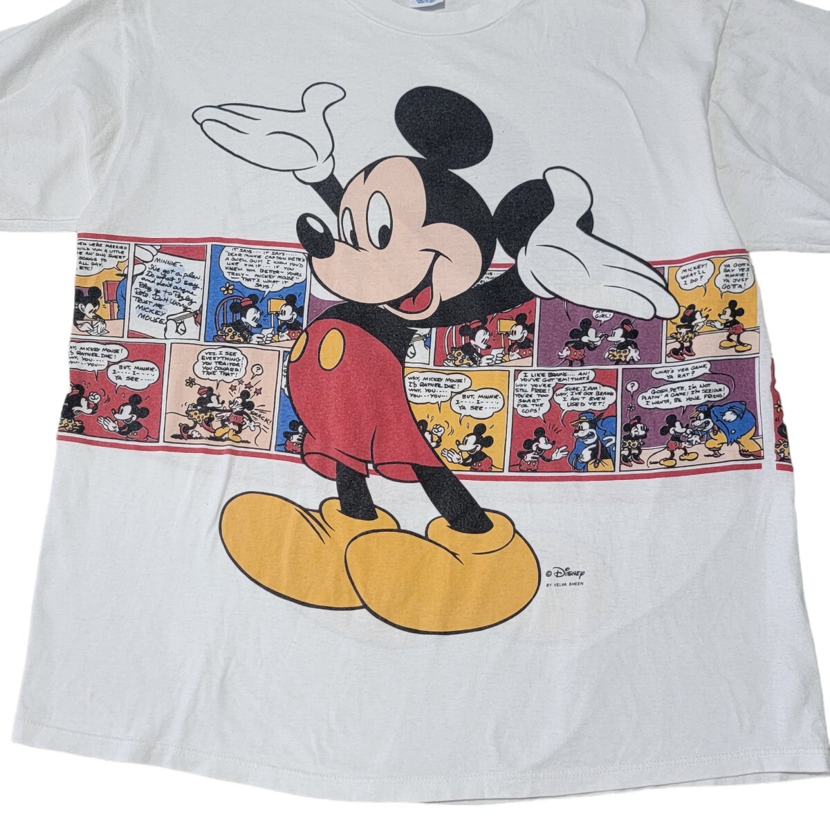 【激レア】90S カラーアメコミ柄 ベルバシーン VELVA SHEEN ミッキーマウス Disney ディズニー Tシャツ 半袖 XL 半袖Tシャツ_画像3