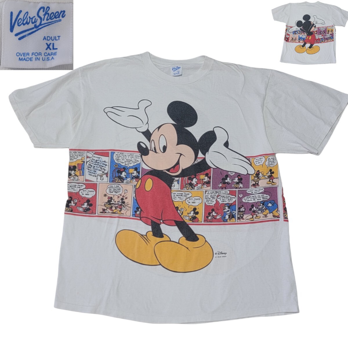 【激レア】90S カラーアメコミ柄 ベルバシーン VELVA SHEEN ミッキーマウス Disney ディズニー Tシャツ 半袖 XL 半袖Tシャツ_画像1