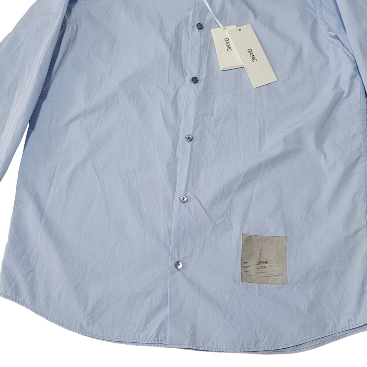 【極美品】20SS イタリア製 オーエーエムシー OAMC 長袖シャツ M オーバーサイズシャツ 水色 ドレスシャツ ルーク・メイヤー_画像3