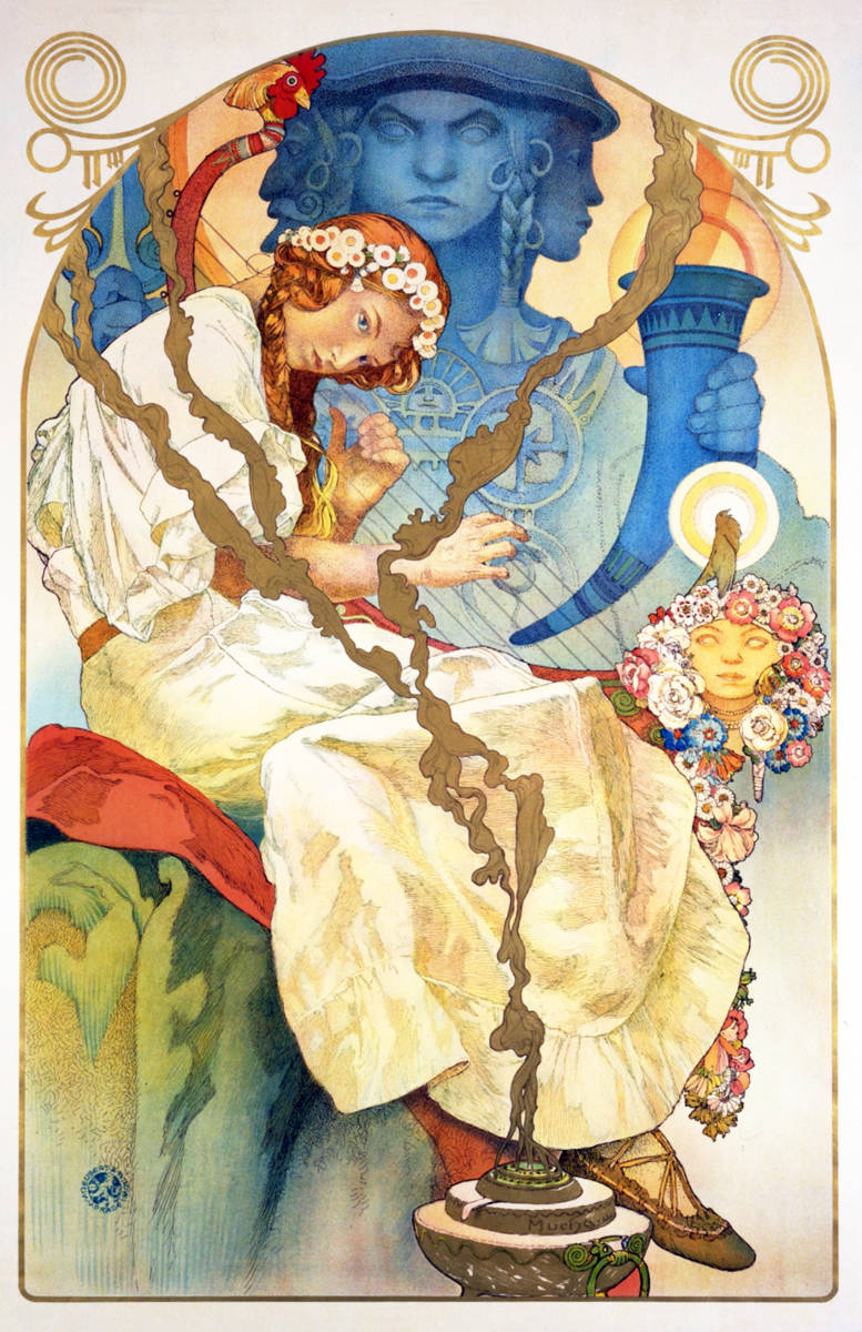 ミュシャ『スラヴ叙事詩展のポスター』 リトグラフ 1928年 27x41cm 複製 高品質◆ ポスター グラッセ クリムト アールヌーヴォー 版画の画像1
