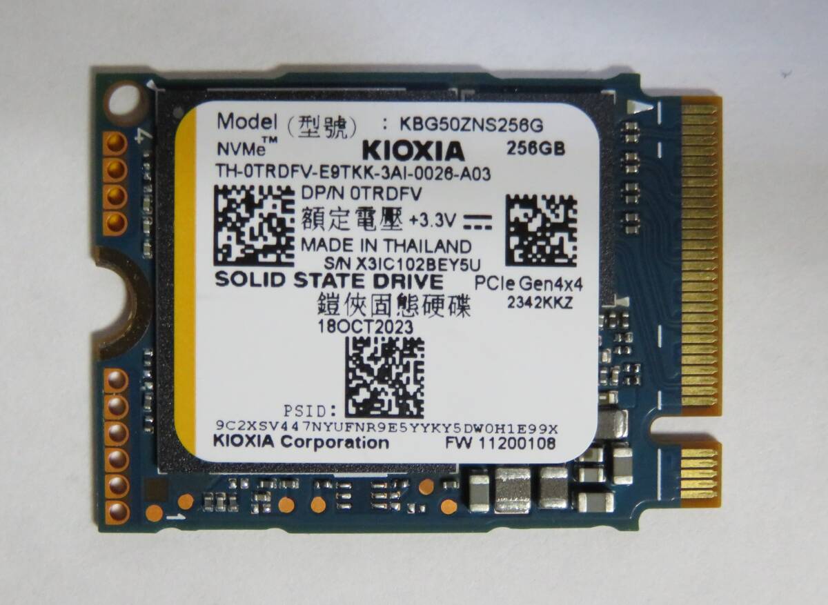 ◎中古 KIOXIA SSD NVMe 256GB PCle Gen4×4 KBG50ZNS256G 使用時間:1時間 電源投入回数:14回の画像1