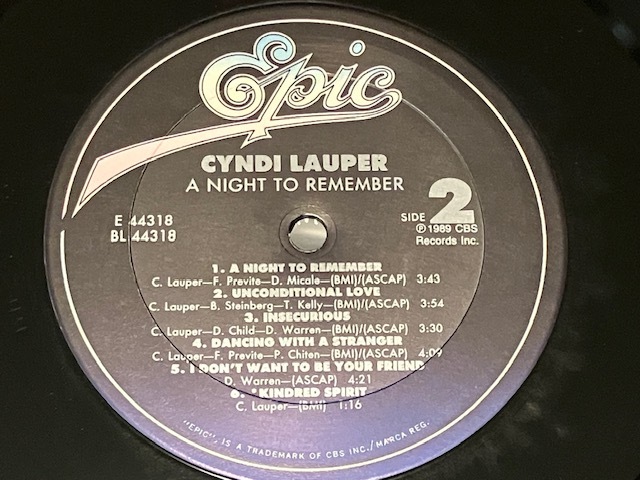 CYNDI LAUPER  a night to remember US盤 アナログレコード シンディローパーの画像6
