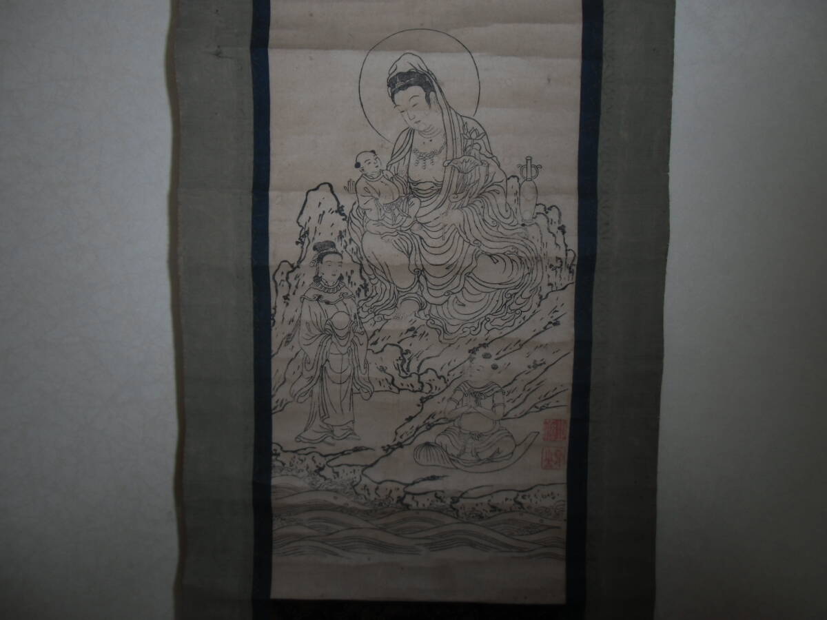 アンティーク　長さ約88×23cm 掛け軸　仏画　仏教美術　_画像3