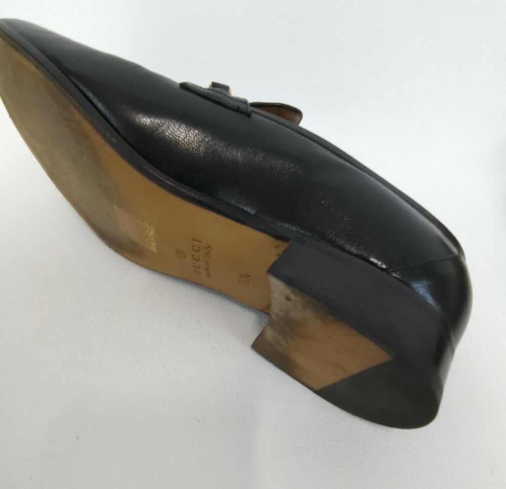 GUCCI グッチ 靴 ストライプ レザー ローファー 510104  メンズシューズ  ブラック SIZE 27.5cm ◆3115/登呂店の画像10