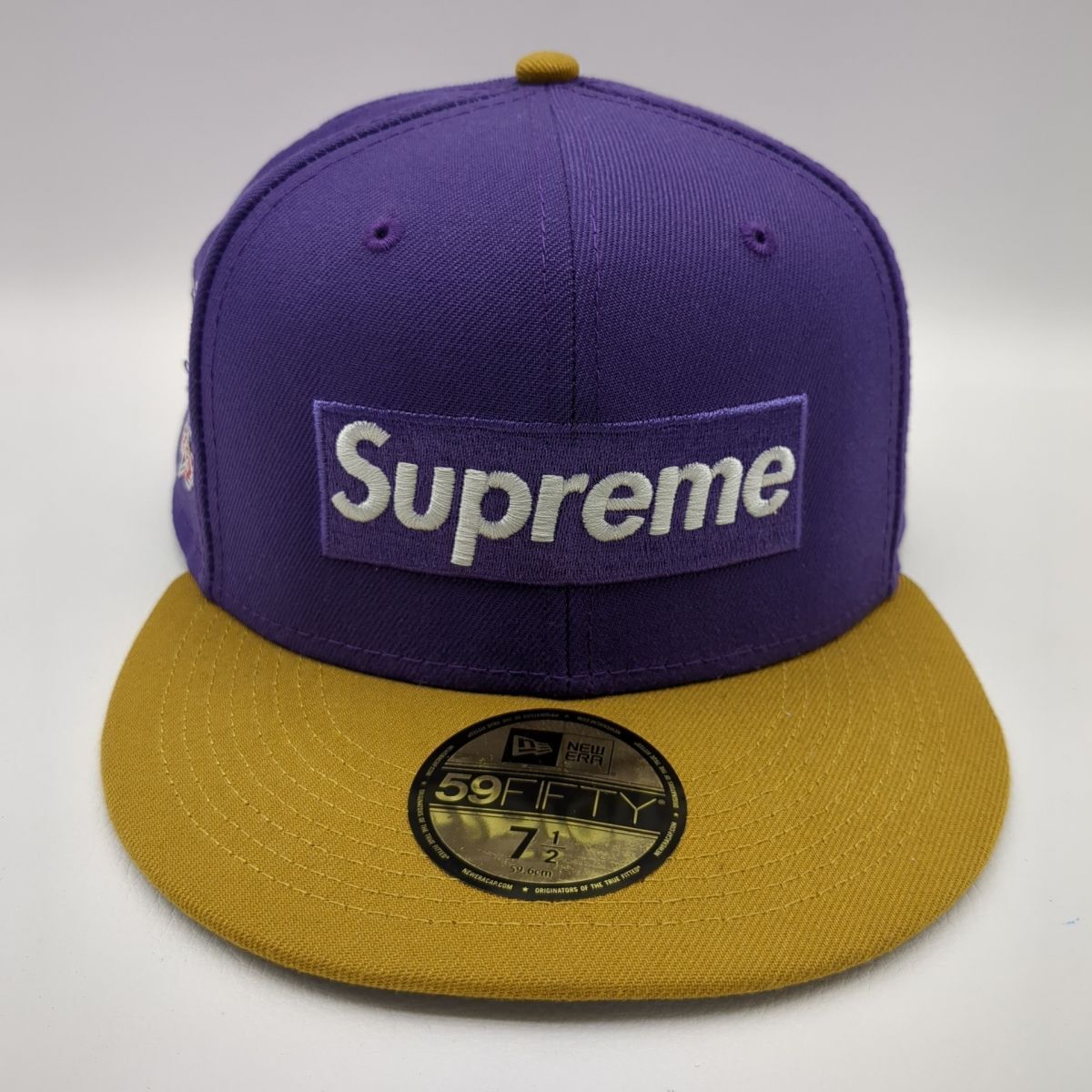 SUPREME×NEWERA 22SS 2-TONE BOX LOGO キャップ パープル×イエロー 59.6cm ニューエラ シュプリーム　ボックスロゴ ◆3109/宮竹店_画像1