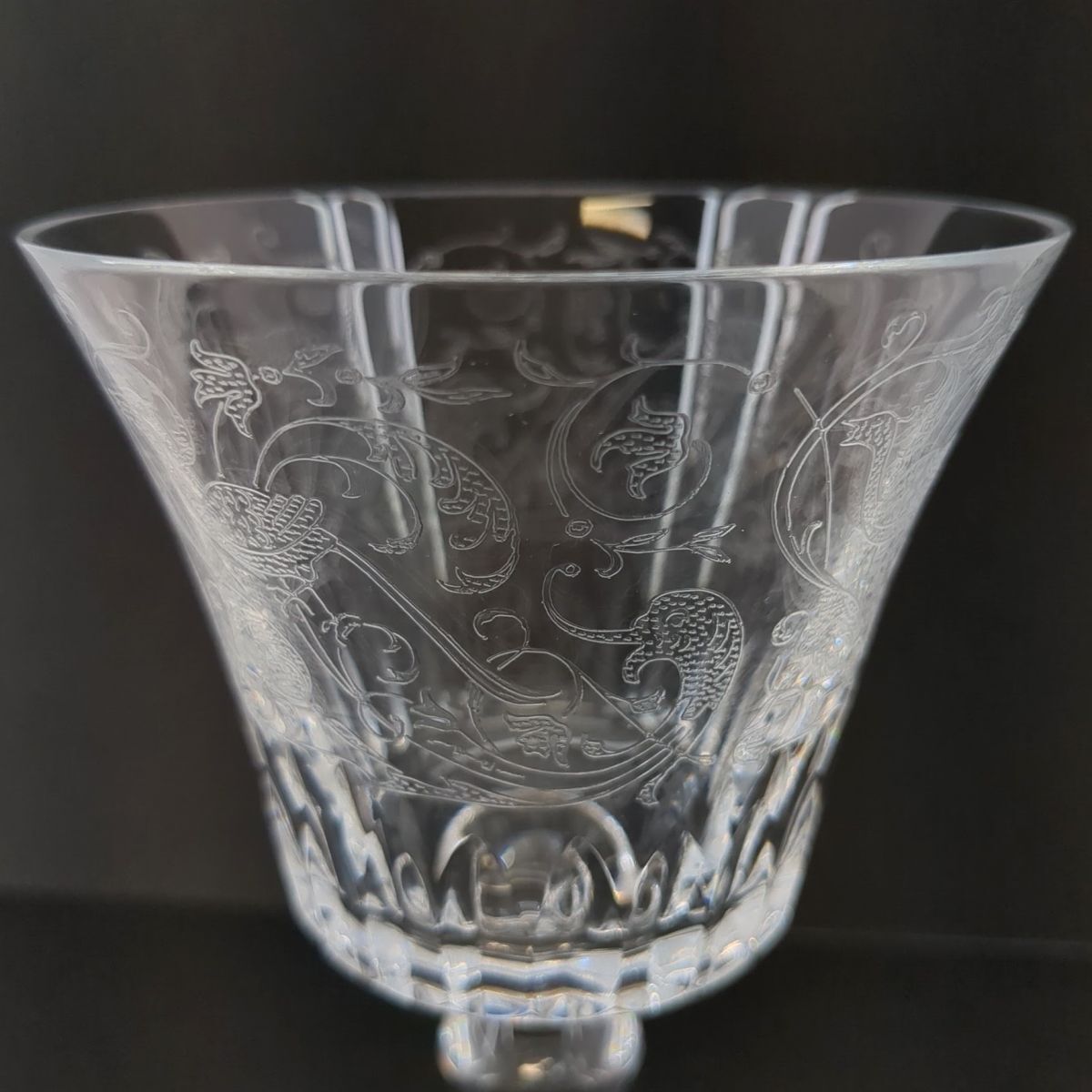 極美品】バカラ パルメ ワイングラス クリスタルガラス エッチング 口径9cm×高さ14cm 130ml Baccarat ◆3107/SBS通り店_画像3