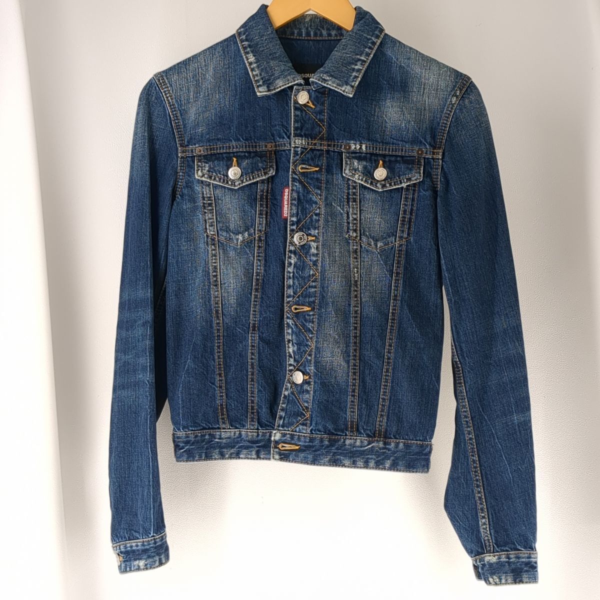 ディースクエアード　デニムジャケット　サイズ 44　ダメージ加工　インティゴ　メンズ　DSQUARED2　古着　中古　◆3114/高洲店_画像1