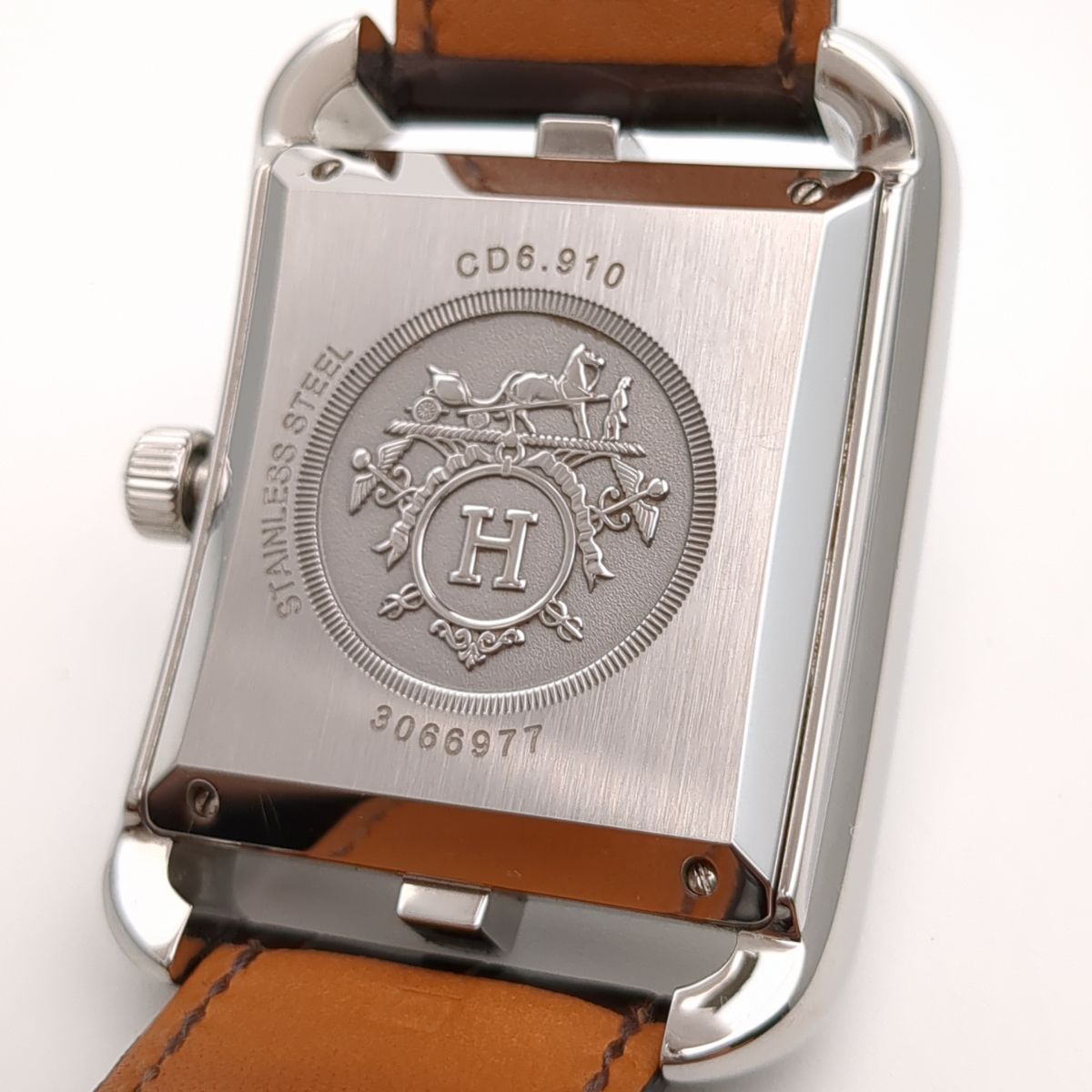 エルメス　ケープコッド GMT　ナイト＆デイ　CD6.910 038713WW　レザーベルト　スクエア　オートマチック　腕時計　HERMES ◆3109/宮竹店