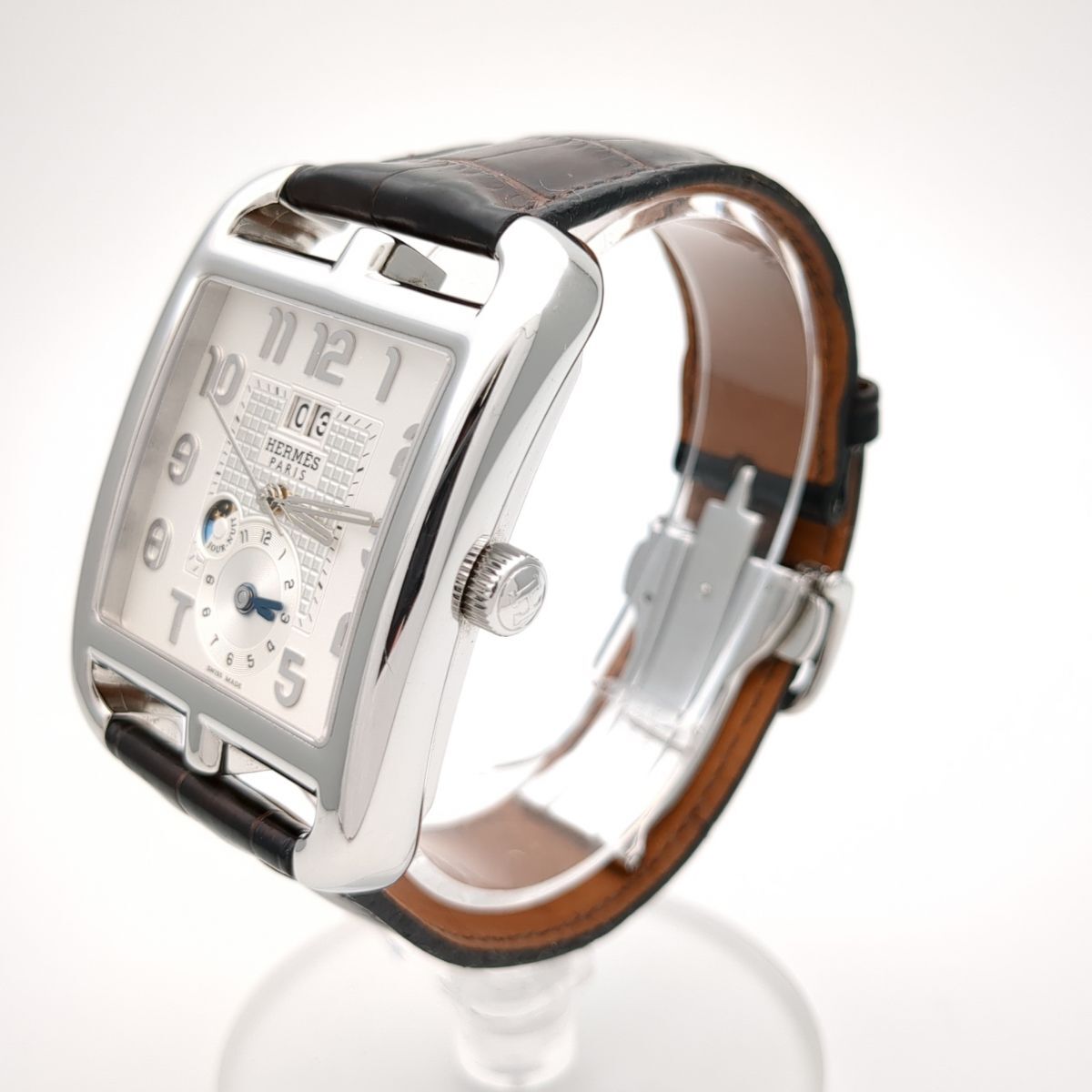 エルメス　ケープコッド GMT　ナイト＆デイ　CD6.910 038713WW　レザーベルト　スクエア　オートマチック　腕時計　HERMES ◆3109/宮竹店