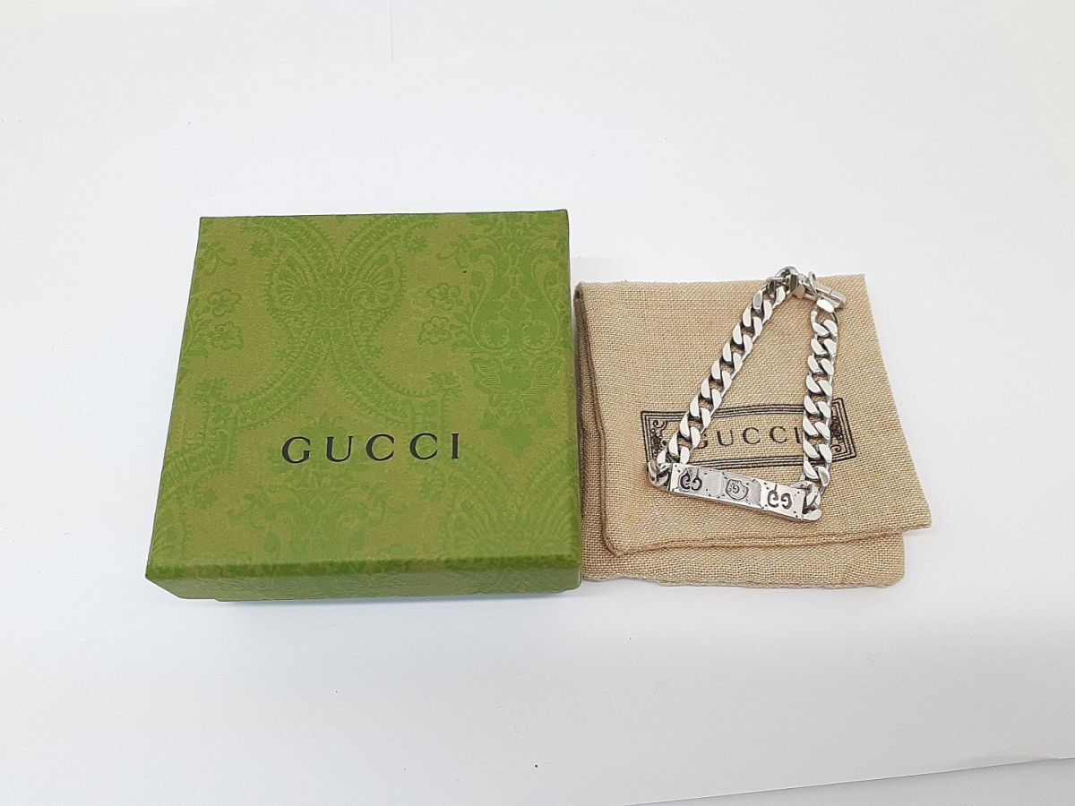 グッチ シルバー925 ゴースト スカル ブレスレット GUCCI SV925 AG925 19.54g 20cm 箱付 磨き済 ◆3105/高林店の画像10