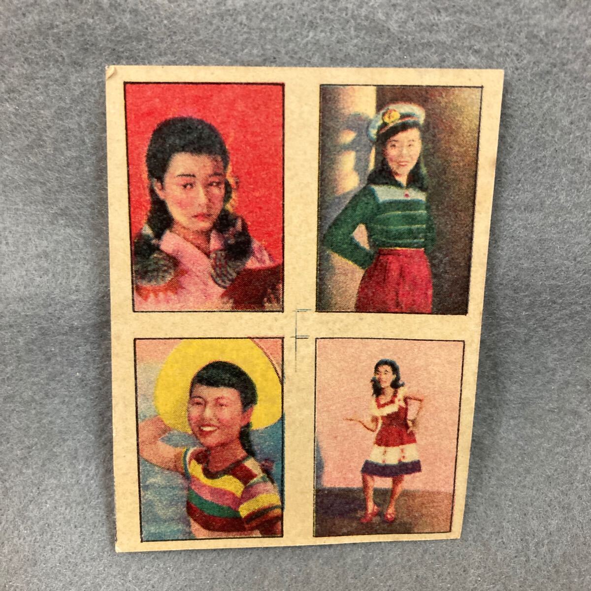 昭和レトロ 美空ひばり ミニ ブロマイド 未裁断4枚付×5枚 1950年代 当時物 未使用品 駄菓子屋 カード 面子の画像6