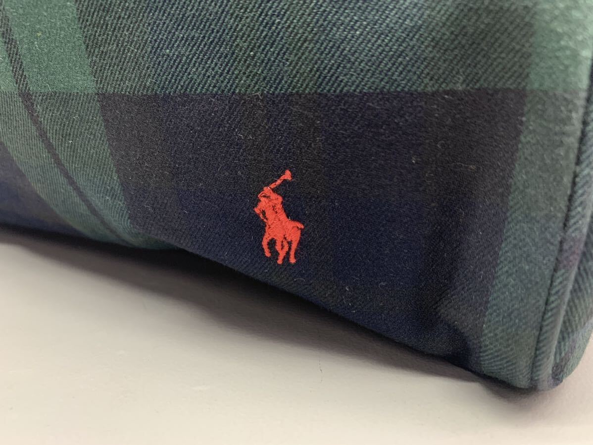 Y■ RALPH LAUREN ラルフローレン マザーバッグ チェック柄 ロゴ刺繍 グリーン 緑 手提げ トートバッグ 鞄 バッグ ナイガイ_画像6