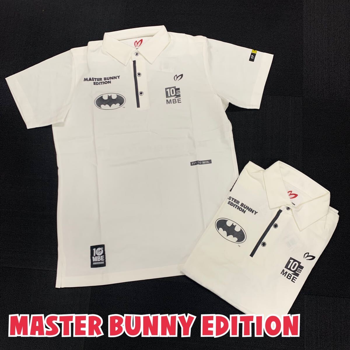 Y■未使用■④ MASTER BUNNY EDITION × BATMAN マスターバニー バットマン 10周年 半袖 ポロシャツ 2枚 白 サイズ3 メンズ ゴルフウェア の画像1