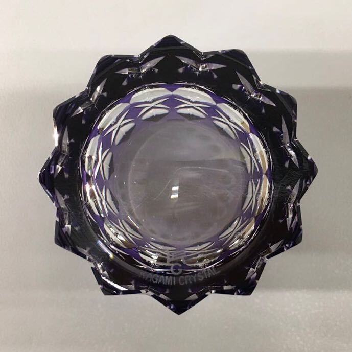 SU■① KAGAMI CRYSTAL カガミクリスタル ロックグラス 紫 パープル ガラス製 カットグラス 切子 色被せ切子 クリスタルガラス 酒器 グラスの画像4