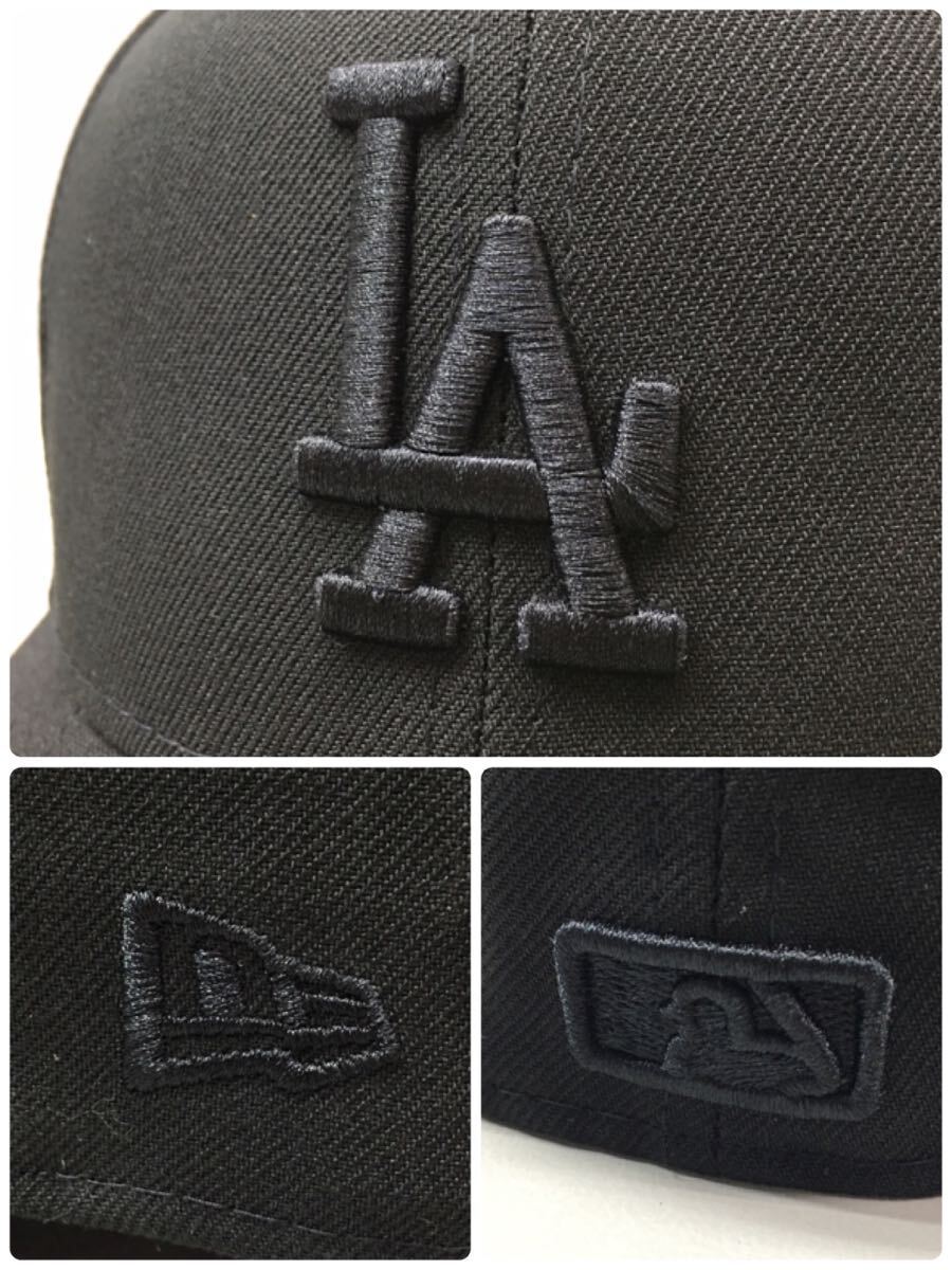 SU■① new era ニューエラ キャップ 黒 ブラック LA ロサンゼルス・ドジャース Pre-Curved 59FIFTY サイズ 7 5/8 60.6cm 帽子 中古品の画像7