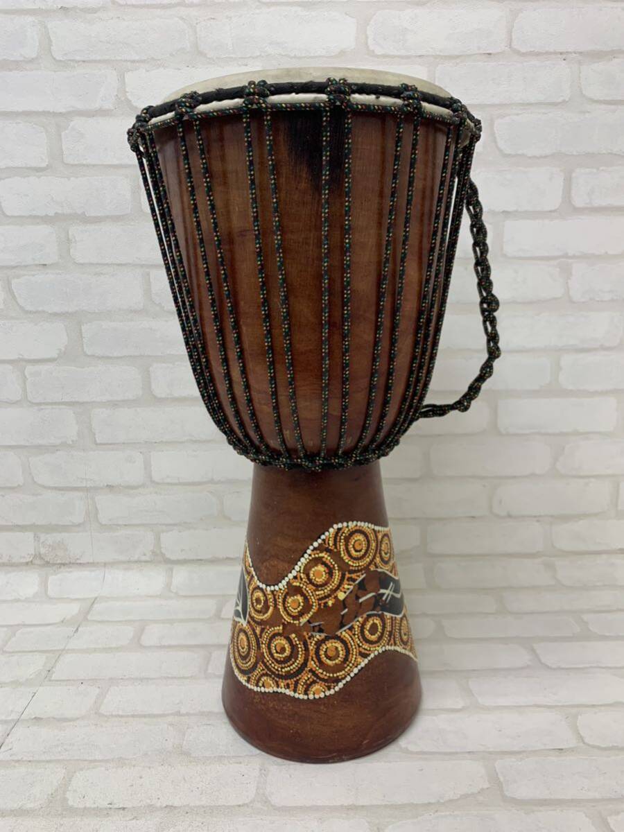 Y# Jean be ethnic musical instrument head diameter approximately 25. height 59.5. wooden lizard paint Africa percussion instruments futoshi hand drum percussion instrument musical performance practice objet d'art 