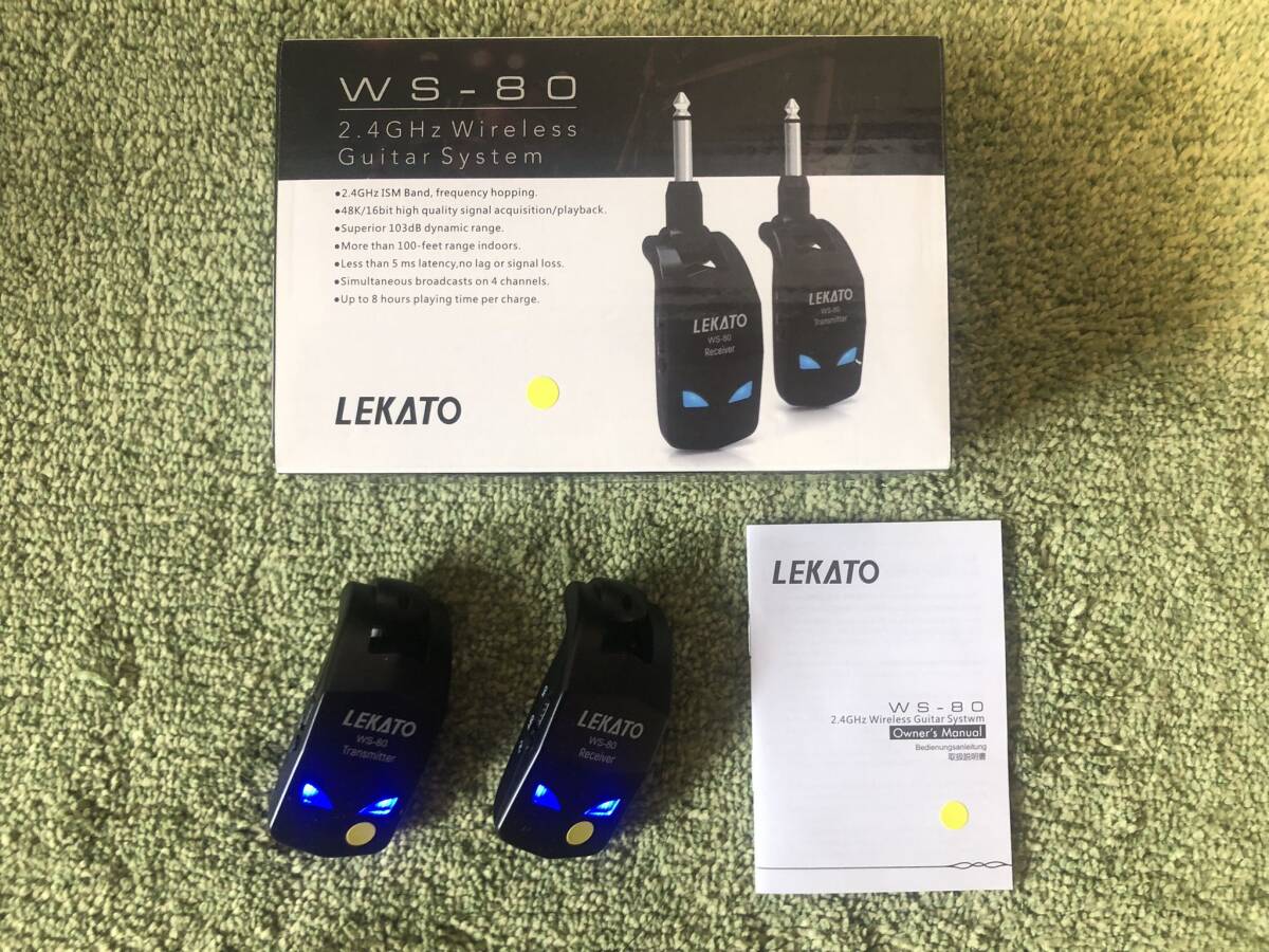 8【機材整理】【送料無料】LEKATO WS-80 ギターワイヤレスシステム エレキギター 送受信機 ブラックUSB充電 の画像1