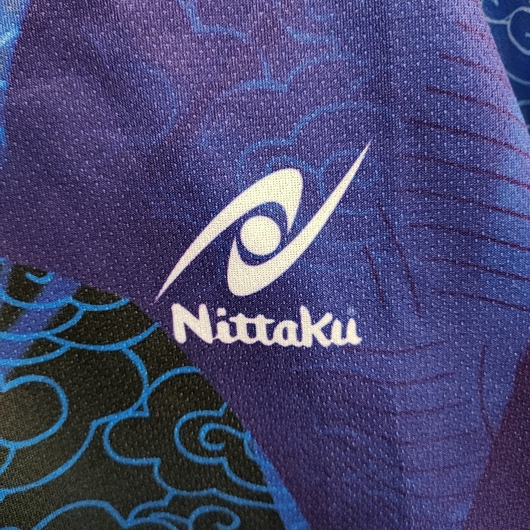 Nittaku（ニッタク）ロゴポロシャツ Lサイズ 青 美品（My20）日本卓球 半袖シャツ ■ネコポス発送！_画像4
