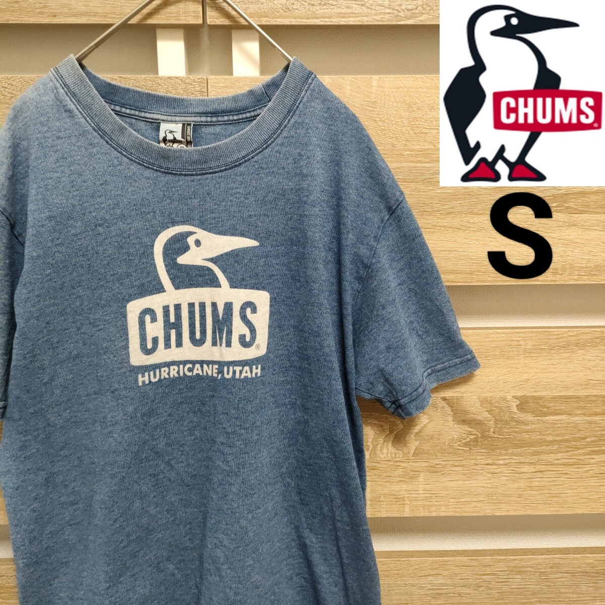 CHUMS（チャムス）デザインロゴTシャツ S ブルー（Ap44）No.CH01-1338 半袖クルーネック ■ネコポス発送！の画像1