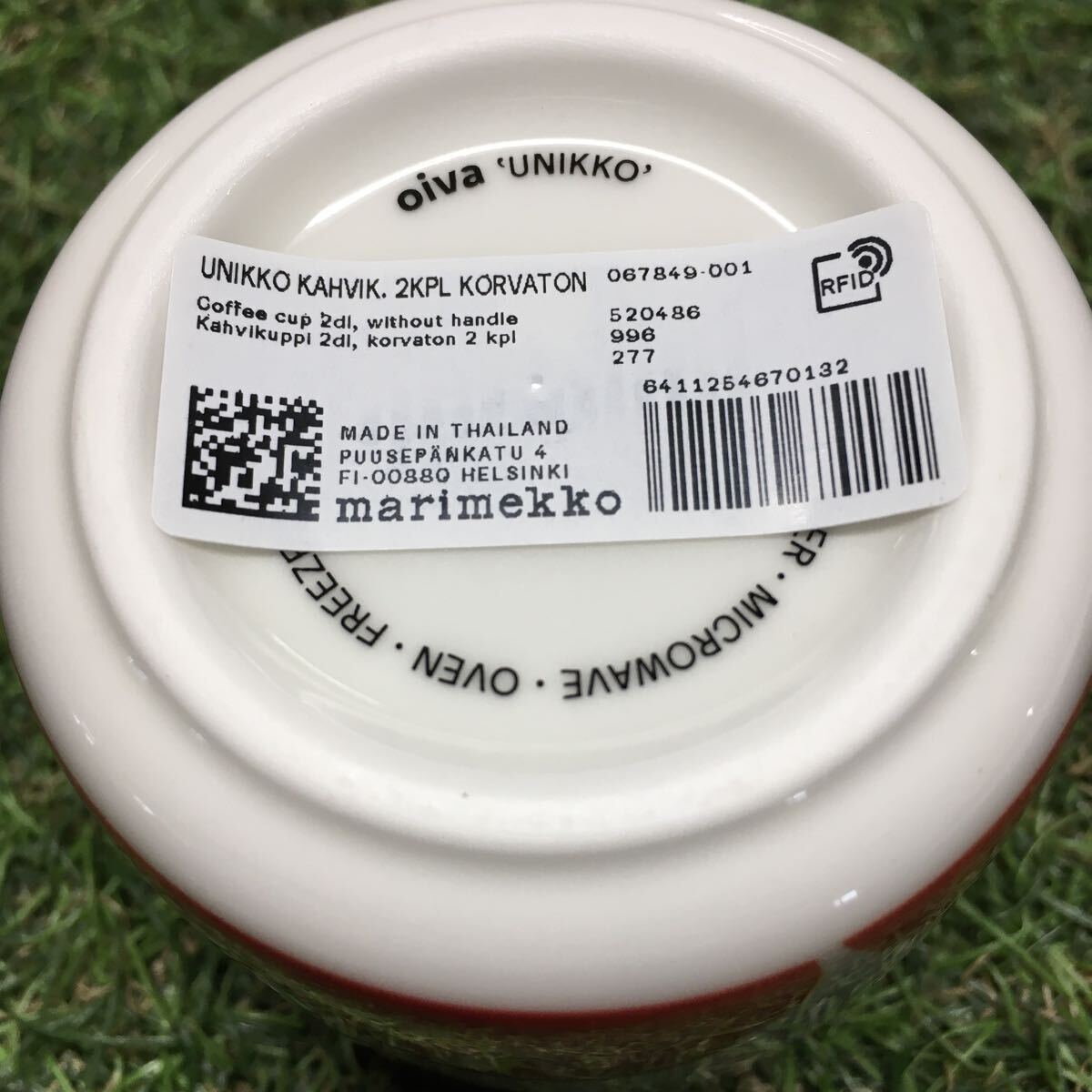 GX4247 MARIMEKKO マリメッコ UNIKKO ウニッコ 067849-001 ラテマグカップ 2個セット食器 ホワイト.レッド 未使用 保管品 コップ_画像3