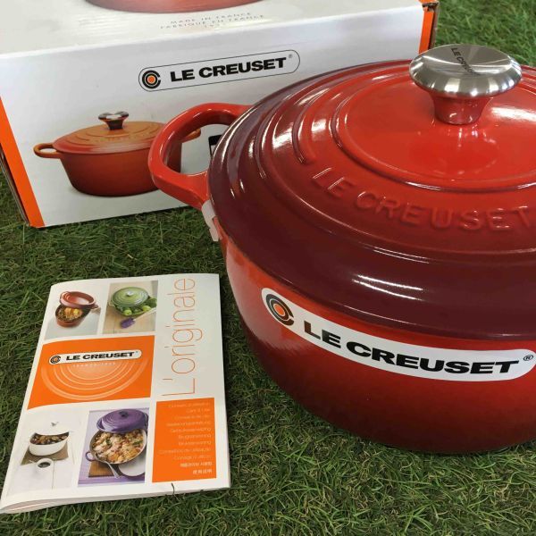 GX2257 LE CREUSET ル・クルーゼ 両手鍋 ココット ロンド 21177-22cm ホーロー鍋 料理 調理器具 レッド 箱汚れ有り 未使用 保管品 鍋の画像1