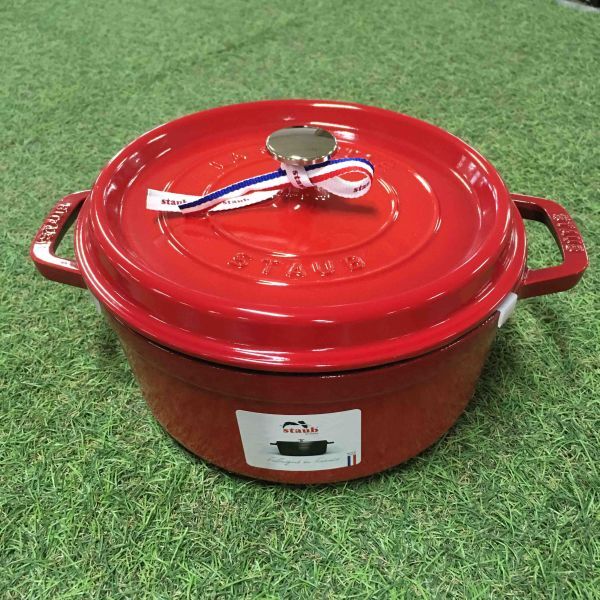 GX2079 staub ストウブ COCOTTE RONDE 1102406 24CM-3.7L レッド 鋳物 ホーロー キッチン調理器具 箱傷汚れ有り 未使用 保管品 鍋の画像2