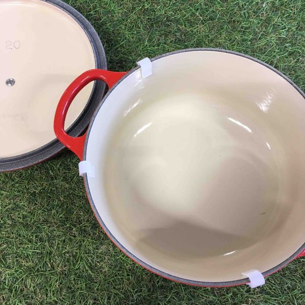 GX2250 LE CREUSET ル・クルーゼ 両手鍋 ココット ロンド 21177-20cm ホーロー鍋 料理 調理器具 レッド 箱汚れ破れ 未使用 保管品 鍋の画像2