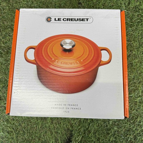 GX6010 LE CREUSET ル・クルーゼ 両手鍋 ココット ロンド 21177-20cm ホーロー鍋 料理 調理器具 イエロー 箱汚れ有り 未使用 保管品 鍋_画像4