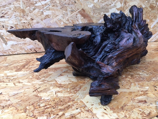 ファッションの 重量約14kg/丸太 飾り台/最大幅70cm 原木 黒檀 輪切り 花台 切株 木工、竹工芸